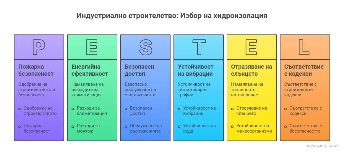 Хидроизолация на складове и логистични центрове: Най-добри практики 2 Избор на хидроизолация за индустриално строителство
