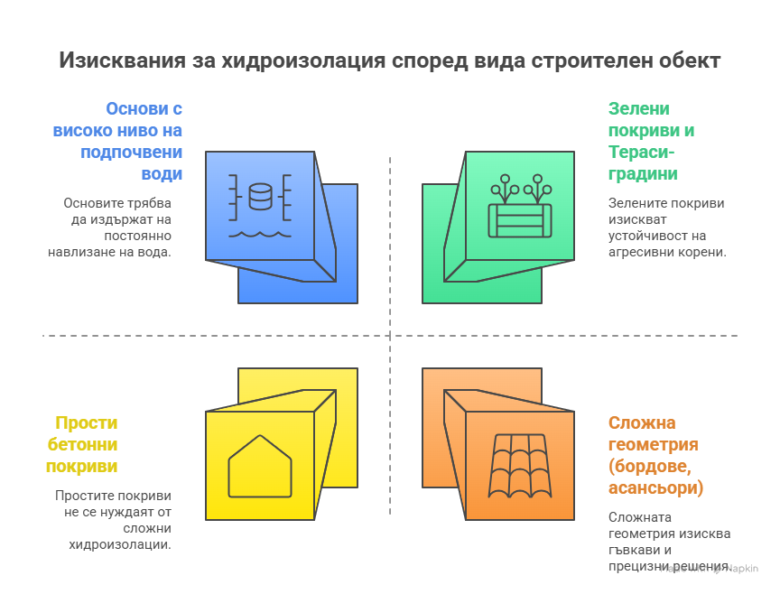 Професионална хидроизолация: Стандарти за качество в строителството 1 Изисквания за хидроизолация според вида строителен обект