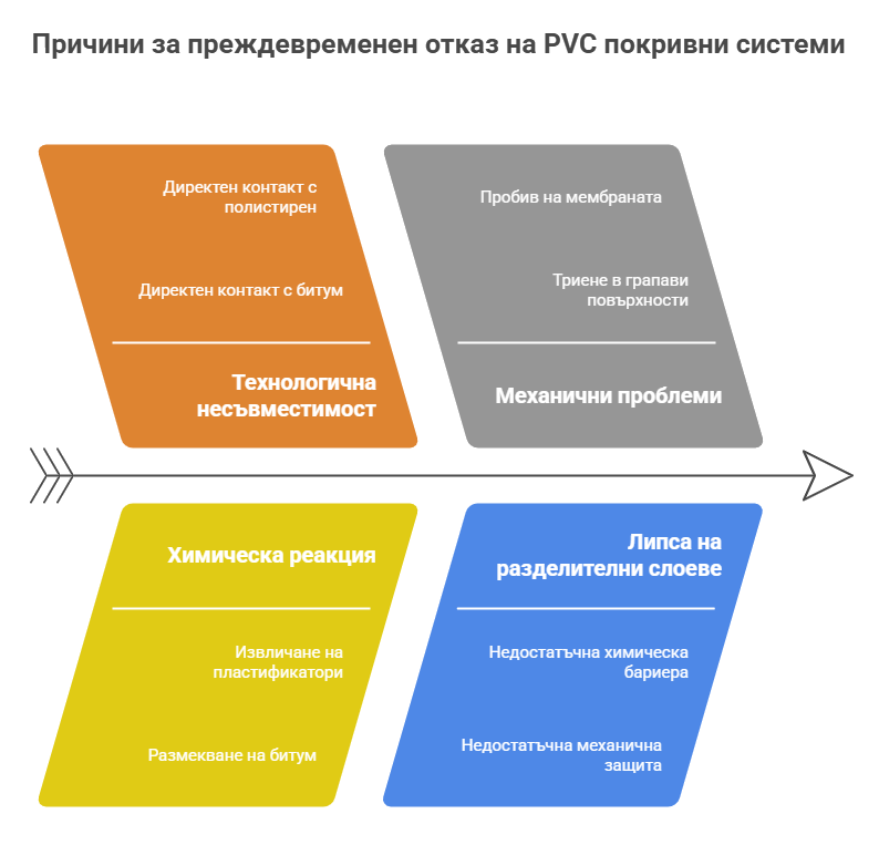 Битумни vs PVC мембрани: Сравнителен анализ - силни и слаби страни 2 Причини за преждевременен отказ на PVC покривни системи